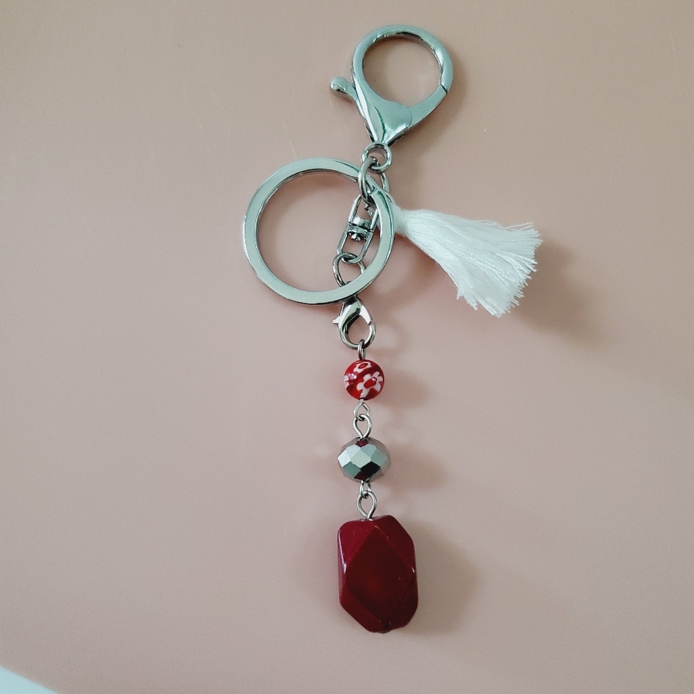Beaded Bag Charm Key Ring NEW